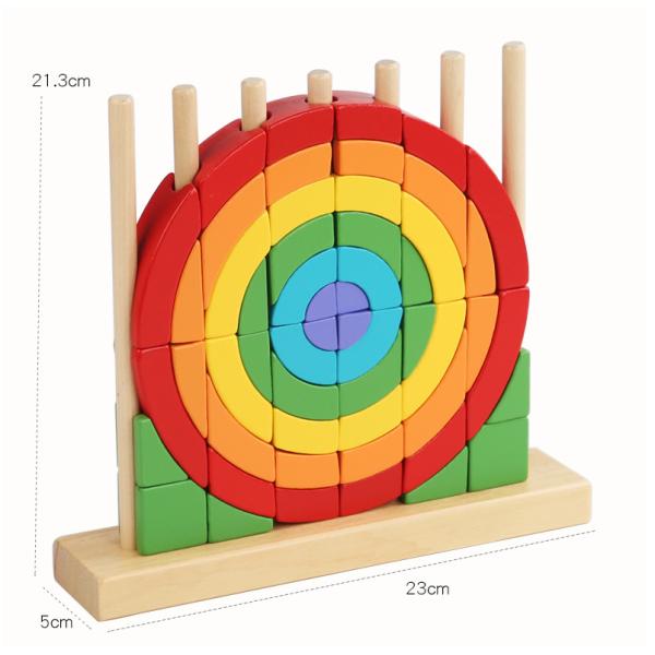 Eco Amigável Lavável Amigável Brinquedos Montessori Puzzles Educação Anéis de Arco-íris de madeira
