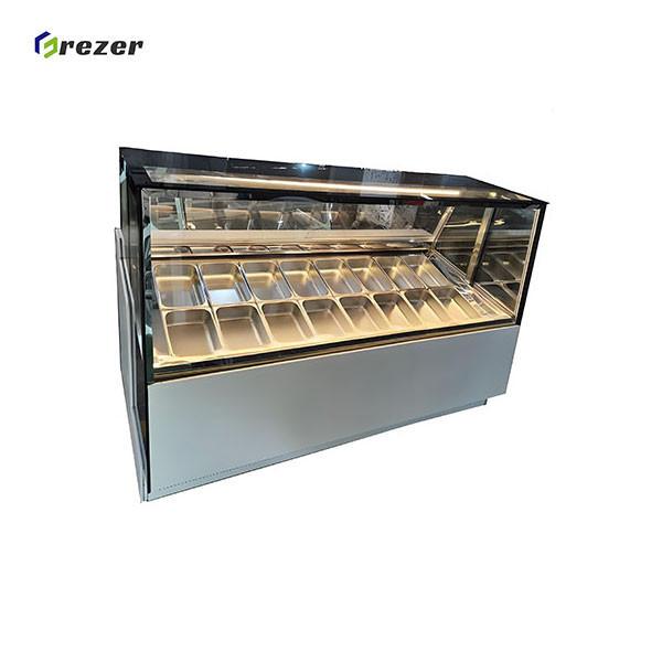 Congélateur présentoir à crème glacée commerciale 220V, réfrigérateur d'exposition de gelato, nettoyage facile