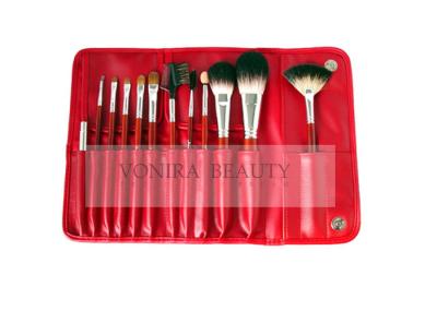 a coleção cosmética da escova da composição do cabelo da natureza 12PCs com o punho vermelho clássico e o plutônio vermelho abraçou o caso