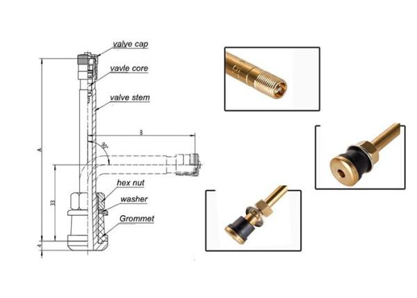0.625'' Rim Hole Brass Valve Stem Clamp In TR572 For Truck And Bus