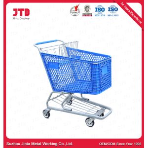 100L сверхмощная ходя по магазинам вагонетка Chrome покрыла голубую тележку бакалеи