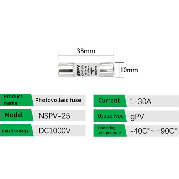 10*85 Photovoltaic DC Fuse DC1500V 1A-50A High Voltage Fuse Ceramic Tube