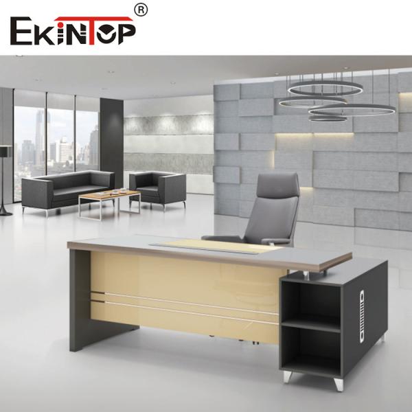 Ясный черный современный l сформировал мебель стола стеклянного стола офиса домашнюю