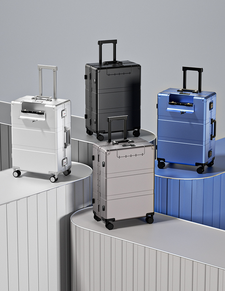 Aluminum Zipper  Hard Shell Cabin Suitcase Expandable Silent 4 Wheel Luggage