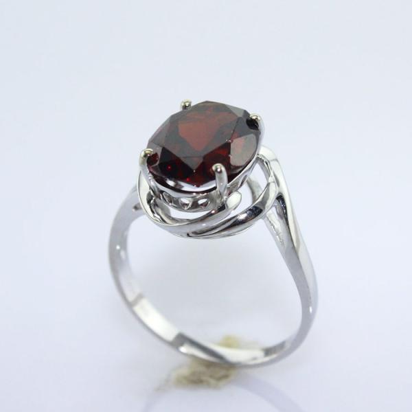 Oval Blue Cubic Zirconia 925 Silver Solitaire Gem Ring(F29)