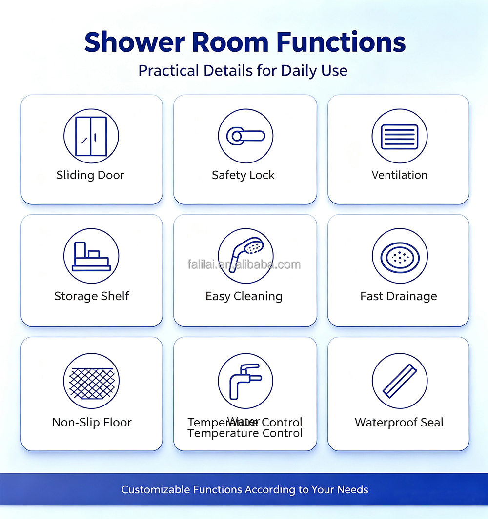 Cheap Modular Square Shower Pod Complete Set with Integrated Bathroom Fast Installation Flat Pack Custom Size Building Use