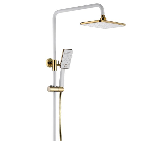 Slide Bar Hotel Golden Waterfall Shower Set Complete With Stainless Steel Bar Shower Head