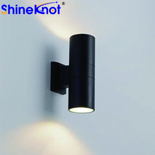 2*10W Gu10 Aluminum Round Double Head Outdoor Aluminum Wall Lamp 2- 30000 Working Lifetime