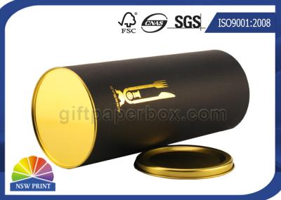 Gold Stamping Logo Black Paper Packaging Tube With Metal Plug Personalised