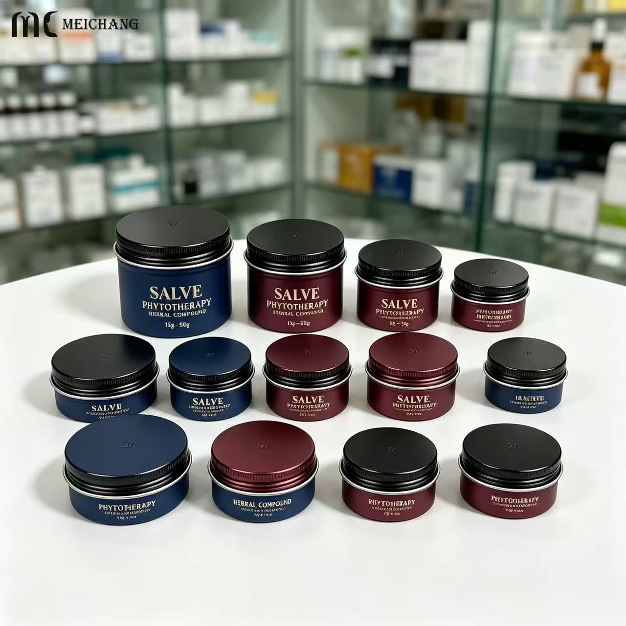 5g, 10g, 15g, 20g, 30g, 50g, 60g and 80g Refillable Anodized Aluminum Tins with Screw Top for Solid Perfume, Lip Balm & Herbal Salve(MC-808)