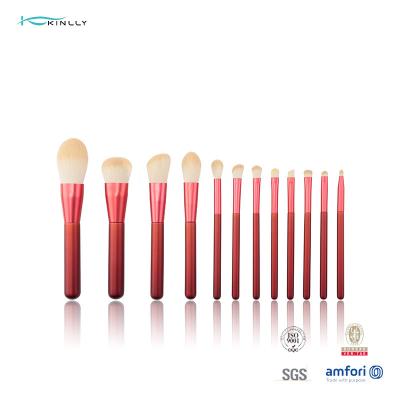 OEM 12PCS Aluminum Ferrule Full Makeup Brush Set With Red Handle