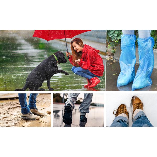 Boot And Shoe Covers 19 Inch Tall Extra Large Durable Water/Skid Resistant Long Shoe Cover Clear Waterproof Anti-Slip