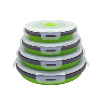 A lancheira dobrável do silicone inodoro de 350ml 500ml ajustou-se de 4