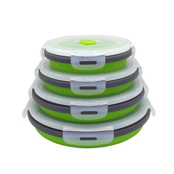 Odorless 350ml 500ml Silicone Foldable Lunch Box Set Of 4