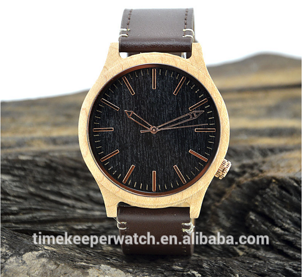 leisure time wood watches ,can make in water proof ,genuine leather watch strap ,