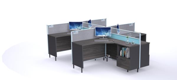 modern El level MFC office furniture--4 seats workstation desk 2020 hot sale