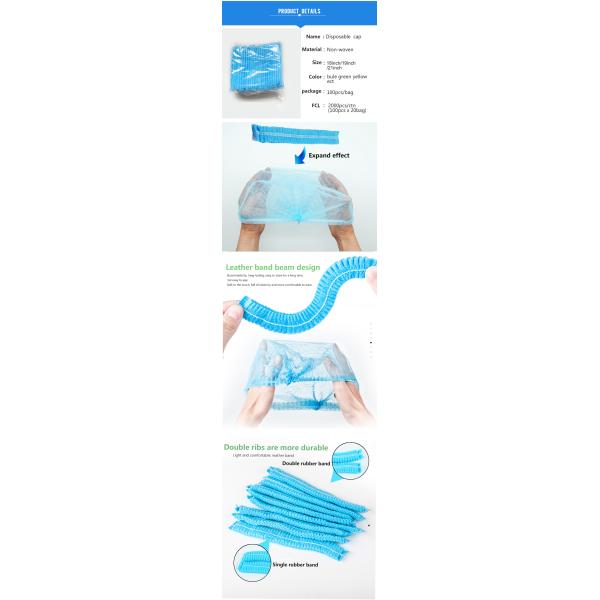 Disposable Nonwoven Medical Bouffant Cap 19'' 21'' 24''