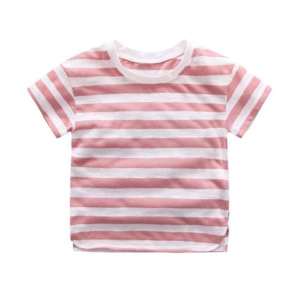 Striped 3 To 10 Years Kids Short Sleeve Shirt , Anti Shrink Kids Cotton T Shirts