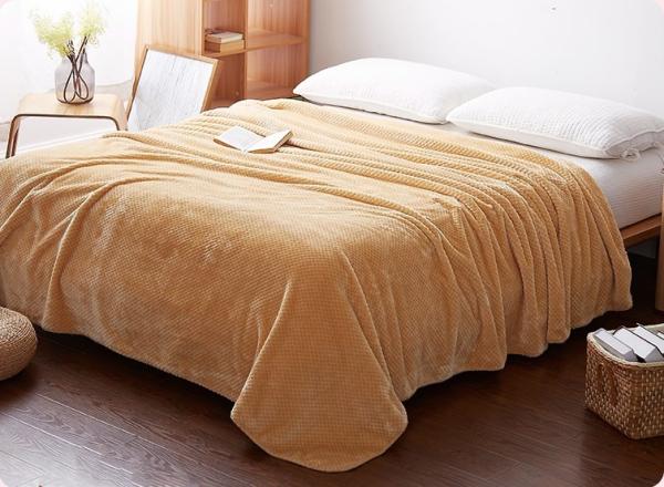 Washable Candy Color Flannel Bed Blanket , Jacquard Coral Fleece Blanket 220*240CM