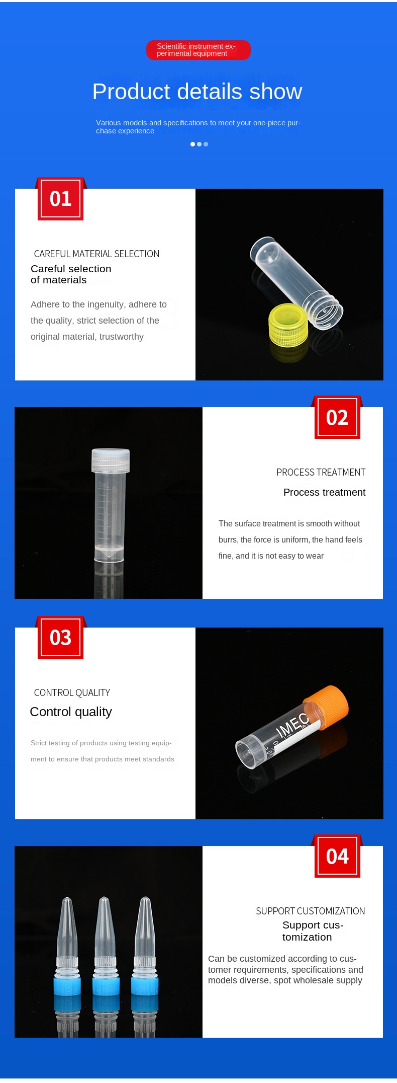 Customized Disposable Plastic Scale Vertical Freezing Tube Screw Cap Flat Bottom for Tube Sampling 0.5ml-10ml