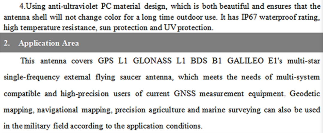GPS Beidou High Gain GNSS Antenna Single Frequency L1B1G1E1 Dished Mushroom Head BT-100
