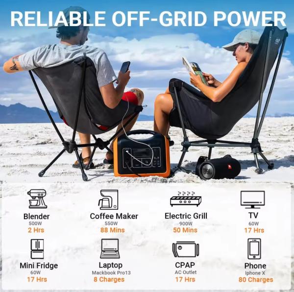 Outdoor Camping Pure Sine Wave  Solar Portable Power Station With Solar