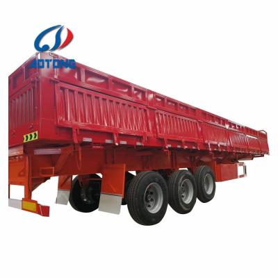 4 Axle 40-60 Ton Drop Side Wall Fence Semi Trailer for Sand Transport Optional Size