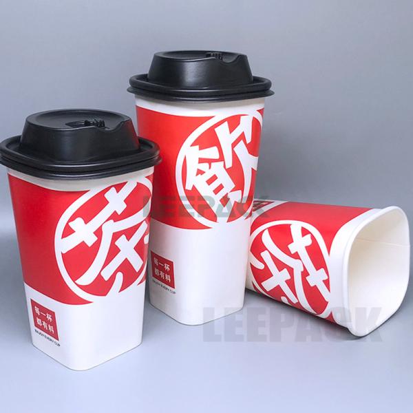 12/16/22oz Disposable square paper cup single PE coated hot paper cup ,for drinking ,coffee or snack