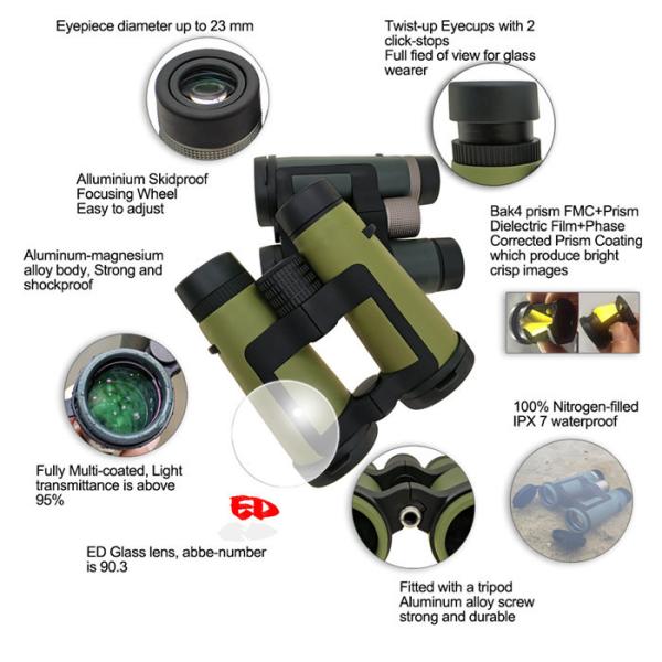 Compact 10x42 Deer Hunting Binoculars Long Range Waterproof Marine Binoculars