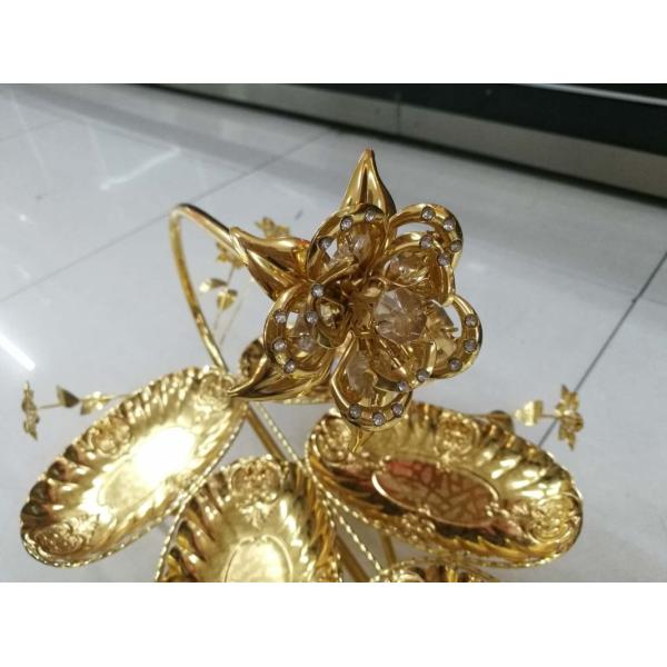 Cesta de fruta del cristal de los equipos del servicio de habitación del buffet del alto grado con el proceso de electrochapado de la aleación del cinc para