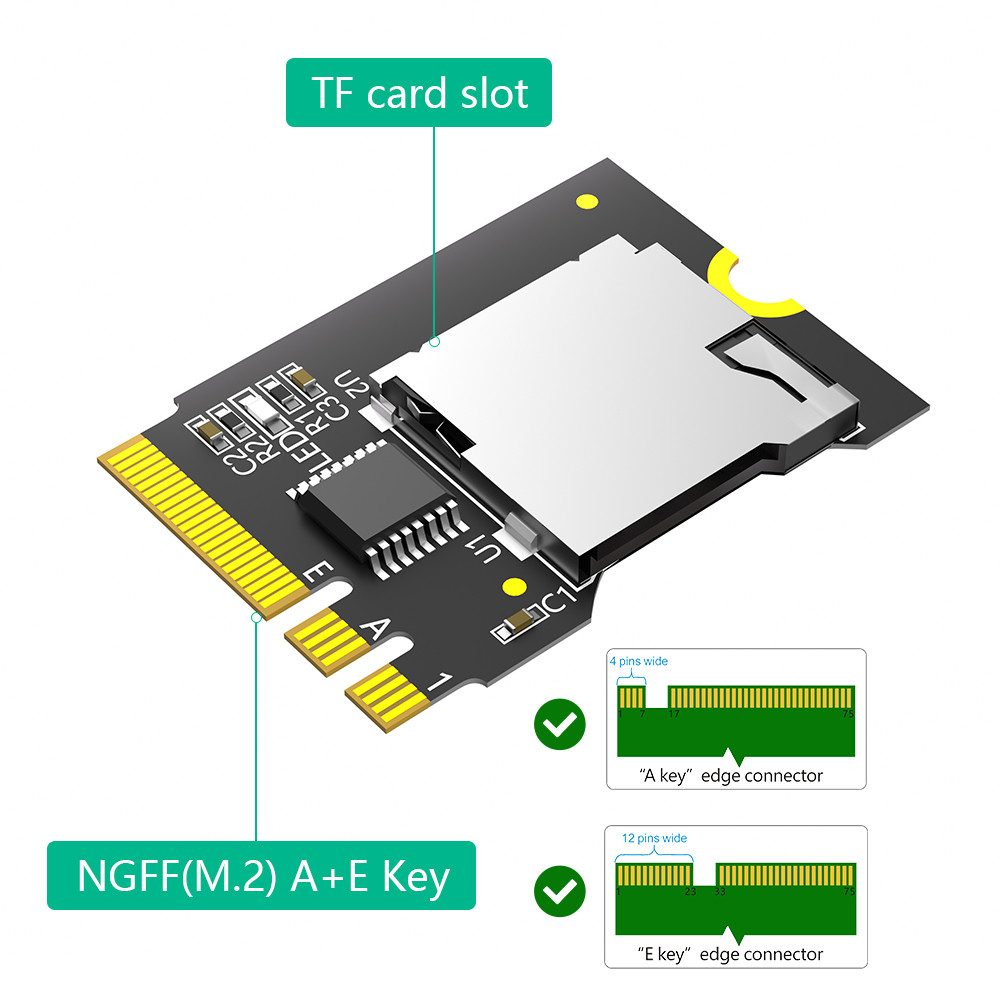 Новая версия Micro SD Card TF SDHC SDXC To NGFF Ключный адаптер A-E