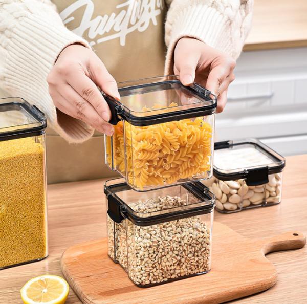 Recipientes de armazenamento plásticos da despensa do ANIMAL DE ESTIMAÇÃO da cozinha para a organização 460ml 700ml do alimento