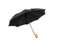 Lumière simple en bois de double couche de poignée de parapluie noir unisexe pendant des jours pluvieux