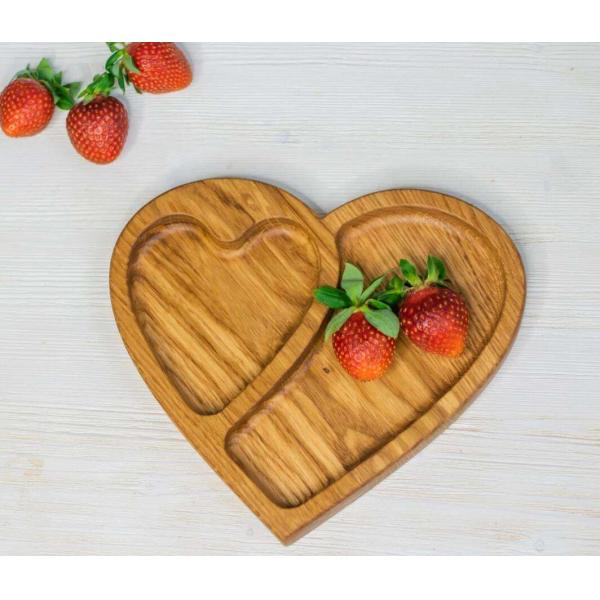 Бамбуковая тарелка с формой сердца, ореховая, деревянная, фруктовая, экологически безопасная