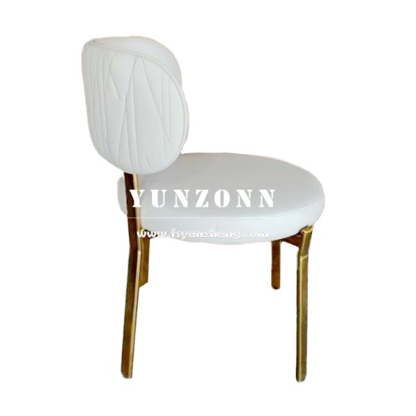 New Arrival Hotel Hall Furniture Manufacture Supply White Fabric Gold Stainless Steel Metal Frame Luxury Stackable Event Chairs