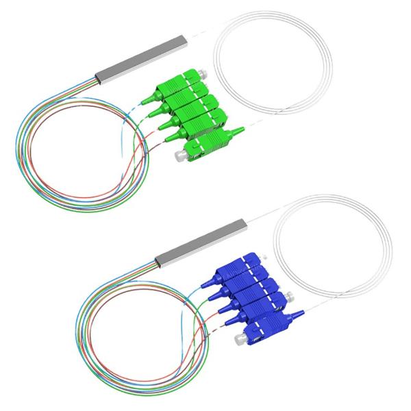 4 caixa terminal do tubeFor de aço do cabo 0.9mm do divisor G657A1 do Plc do Sc Upc do divisor 1*4 da fibra ótica da maneira
