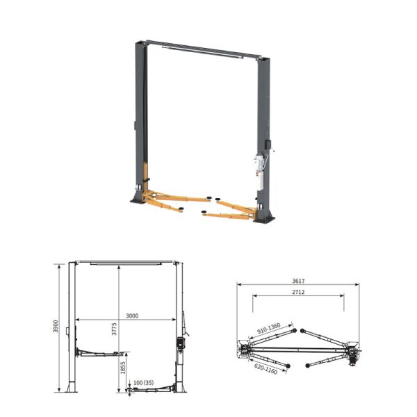 4500kg Two-Post Lift: 1855mm Height, Rubber Guards+Single-Lock for Heavy SUV/Truck Repair