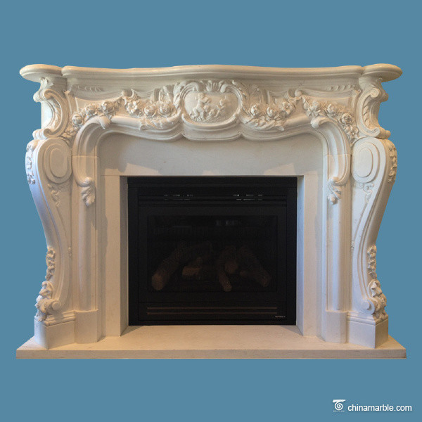 China marble Natural stone Custom Indoor Decor Marble Fire Surrounds For Gas Fires / Wood Burners