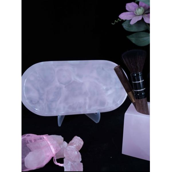 Jade Pink Marble Serving Tray Polished Long Lasting Marble Jewelry Plate