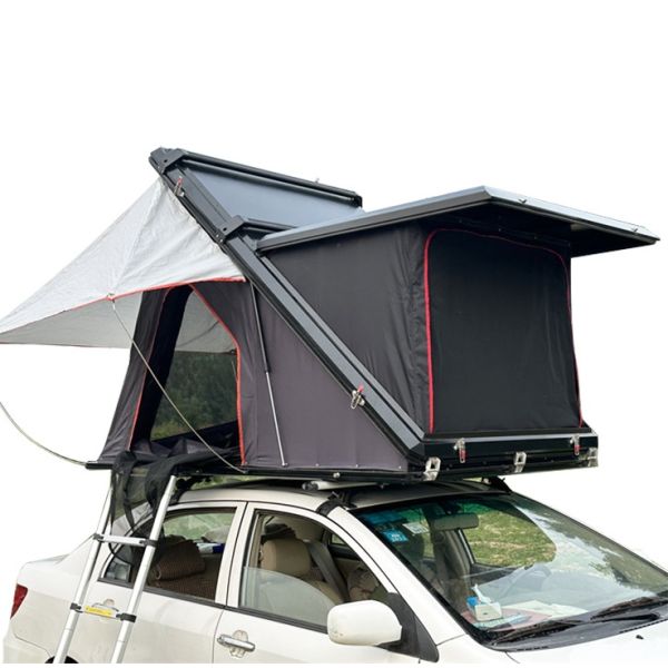 New Camping Aluminum 3 Person Outdoor Hiking Rooftop Roof Top Car Tent Triangle Clamshell Hard Shell Top Roof Tent