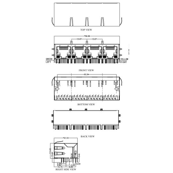 Power Over Ethernet Poe Rj45 Jack Shield EMI LEDS Tab-down 1000 Base For Networking Switch TM114B05DE1