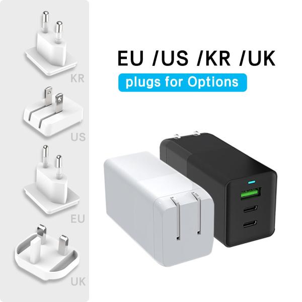Mobile Phone Charger 3 Ports Type c Gan Charger 65w PD Power Delivery PPS QC Quick Charger