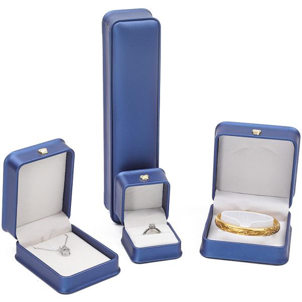 Newest Jewelry Package Blue Leather Crown Jewelry Box for Bracelet Pendant Necklace Ring