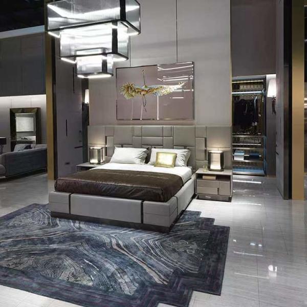 Кровати нержавеющей стали титана королевской кровати гостиницы верхнего сегмента неподдельные кожаные