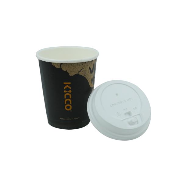 Logo Printed 8oz Vending Paper Cups Heat Resistant With White PS Lids