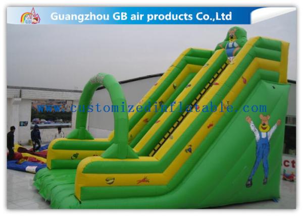 Kubus Theme Green Inflatable Dry Slide Trampoline Slide For Commercial Party