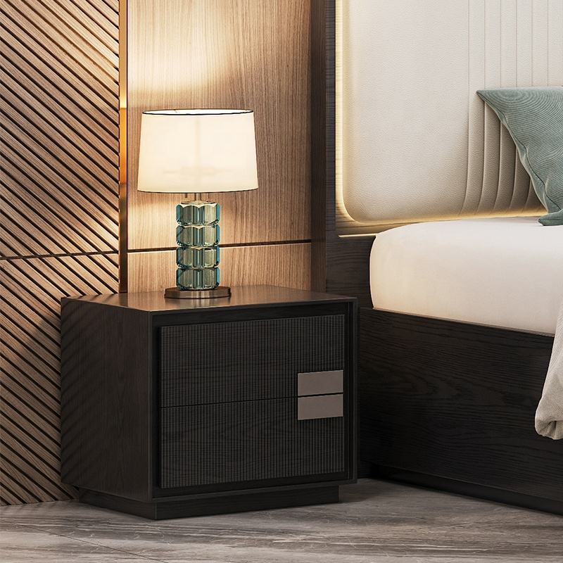 Minimalist king Size Bed Luxury Bedroom Sets Hotel Apartment Wooden Frame Modern Bedroom Furniture Set with Dresser Side Cabinet