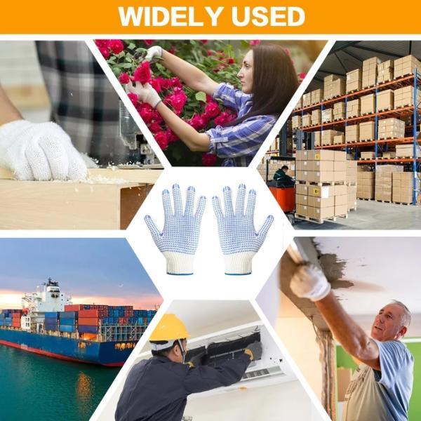 Оптовая цена Работа Найлоновая ПВХ Полка Косые перчатки Трикотажные белые хлопчатобумажные Перчатки личной безопасности
