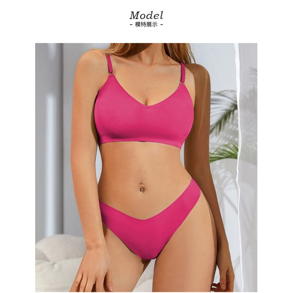 New Arrival Women Sexy Underwear Bra Set Women's V-neck Thong Underwear Seamless Wire-free Comfortable Sports Bra Set