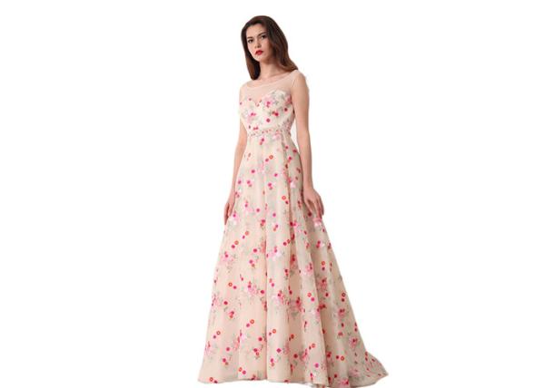Pretty Special Occasion Muslim Evening Dress / O Neck Arabic Party Dress